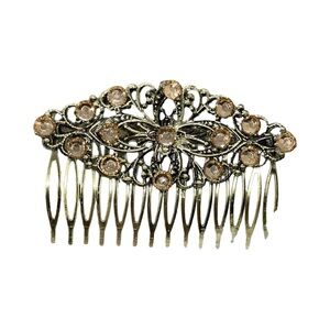 Elegant Gold Hair Comb with champagne Crystal Accents